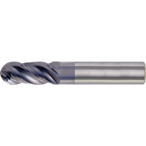 1/2″ Dia. × 1/2″ Shank × 5/8″ DOC × 3″ OAL, Carbide TiAlN, Spiral , 4 Flute, CW Helix, Round, Ballnose End Mill - Exact Tool & Supply