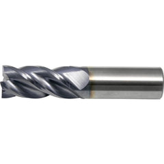 1/2″ × 1/2″ × 2″ × 4″ RHS / RHC Solid Carbide 4-Flute Corner Radius End Mill - TiAlN - Exact Tool & Supply