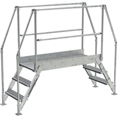 Aluminum Cross Over Ladder 50″ Wide 3 Step - Exact Tool & Supply