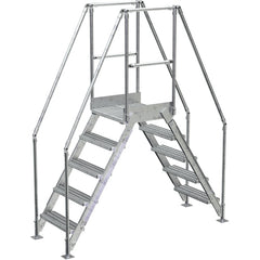 Aluminum Cross Over Ladder 14″ Wide 5 Step - Exact Tool & Supply