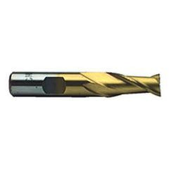 1 Dia. x 4-1/8 Overall Length 2-Flute Square End High Speed Steel SE End Mill-Round Shank-Center Cut-TiN - Exact Tool & Supply