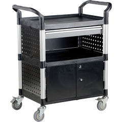 Commercial Cart 33 × 19 3-Shelf W/ Doors - Exact Tool & Supply