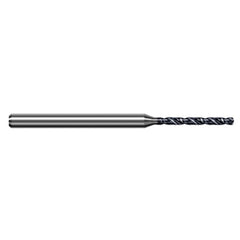 0.793 mm Dia. × 3 mm Shank × 3.8 mm Flute Length × 50 mm OAL, 3xD, 140°, AlTiN, 2xD Flute, Round Solid Carbide Drill - Exact Tool & Supply