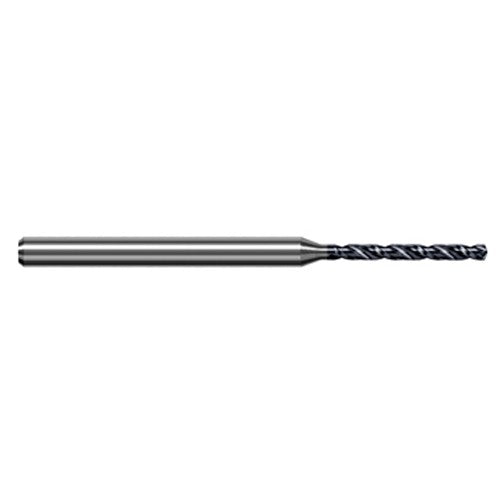 1.984 mm Dia. × 3 mm Shank × 13.5 mm Flute Length × 50 mm OAL, 5xD, 140°, AlTiN, 2xD Flute, Round Solid Carbide Drill - Exact Tool & Supply