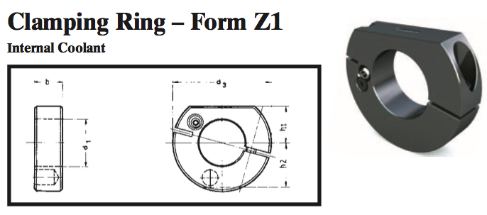 VDI Clamping Ring - Form Z1 (Internal Coolant) - Part #: CNC86 63.5825 - Exact Tool & Supply