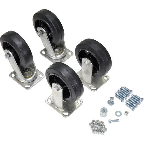 6″ × 2″ Mold-On-Rubber Caster Kit 2400# Cap - Exact Tool & Supply