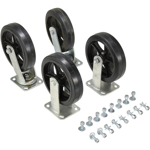 8″ × 2″ Mold-On-Rubber Caster Kit 2400# Cap - Exact Tool & Supply