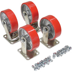 6″ × 2″ Poly-On-Steel Caster Kit 4800# Cap - Exact Tool & Supply