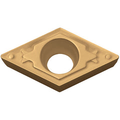 DCMT 3252 HQ CA6515, 1/32″ Corner Radius, 5/32″ Thick, 3/8″ Inscribed Circle, TiCnulll2O3/TiN, Diamond, Turning Indexable Insert - Exact Tool & Supply