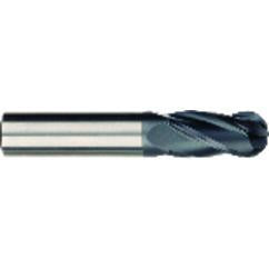 1/4 x 1/4 x 3/4 x 2-1/2 OAL 4 Flute Ball Nose Carbide End Mill - Round Shank-AlCrN Coated - Exact Tool & Supply