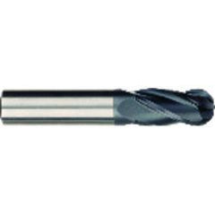 1 x 1 x 1-1/2 x 4 OAL 4 Flute Ball Nose Carbide End Mill - Round Shank-AlCrN Coated - Exact Tool & Supply