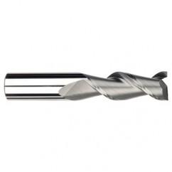 3/8" Dia. - 1" LOC - 2-1/2" OAL - .015 Radius 2 FL Carbide S/E HP End Mill-Uncoated - Exact Tool & Supply