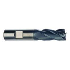 1/2 Dia. x 3 Overall Length 4-Flute .045 C/R Solid Carbide SE End Mill-Round Shank-Center Cut-AlTiN - Exact Tool & Supply