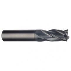 1/2 Dia. x 3 Overall Length 4-Flute Square End Solid Carbide SE End Mill-Round Shank-Center Cut-TiN - Exact Tool & Supply