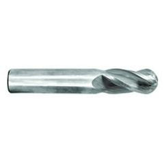 1/2" Dia. - 2-1/2" OAL - Ball Nose-TiN Solid Carbide End Mill - 4 FL - Exact Tool & Supply