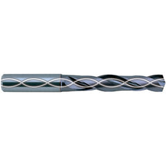 17.2 mm Dia. × 18 mm Shank × 73 mm Flute Length × 123 mm OAL, 3xD, 140°, TiAlN, 2 Flute, Coolant Thru, Straight Solid Carbide Drill - Exact Tool & Supply