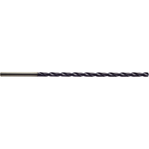 12.4 mm Dia. × 13 mm Shank × 225 mm Flute Length × 291 mm OAL, 15xD, 140°, TiAlN, 2 Flute, Coolant Thru, Solid Carbide Drill - Exact Tool & Supply