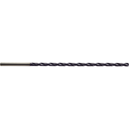5.3 mm Dia. × 6 mm Shank × 155 mm Flute Length × 195 mm OAL, 25xD, 140°, TiAlN, 2 Flute, Coolant Thru, Solid Carbide Drill
