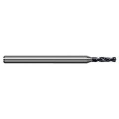 2.057 mm Dia. × 4 mm Shank × 28 mm Flute Length × 63 mm OAL, 12xD, 140°, AlTiN, 2xD Flute, Round Solid Carbide Drill - Exact Tool & Supply