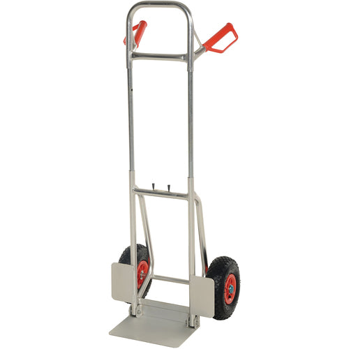 Fold-Down Aluminum Hand Truck-Pneumatic - Exact Tool & Supply