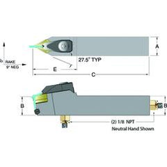 ADDPNN12-3B - 3/4 x 3/4" Neutral Toolholder - Exact Tool & Supply