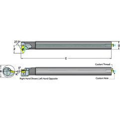 .375 Shank Coolant Thru Boring Bar- 27.5° Lead Angle for DC_T 21.51 Style Inserts - Exact Tool & Supply