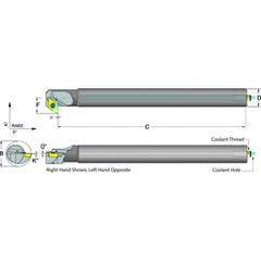 .375 Shank Coolant Thru Boring Bar- -5° (Back Boring) Lead Angle for DC_T 21.51 Style Inserts - Exact Tool & Supply