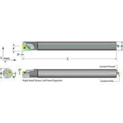 .500 Shank Coolant Thru Boring Bar- -3° Lead Angle for TPMT 21.51 Style Inserts - Exact Tool & Supply