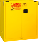 30 Gallon - All welded - FM Approved - Flammable Safety Cabinet - Self-closing Doors - 1 Shelf - Safety Yellow - Exact Tool & Supply