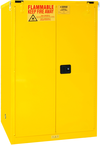 90 Gallon - All Welded - FM Approved - Flammable Safety Cabinet - Self-closing Doors - 2 Shelves - Safety Yellow - Exact Tool & Supply