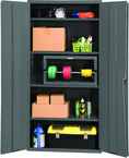 36"W - 16 Gauge - Lockable Cabinet - 4 Adjustable Shelves - Flush Door Style - Gray - Exact Tool & Supply