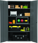 48"W - 16 Gauge - Lockable Shelf Cabinet - 4 Adjustable Shelves - Flush Door Style - Gray - Exact Tool & Supply