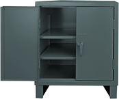 36"W - 14 Gauge - Lockable Shelf Cabinet - 2 Adjustable Shelves - Recessed Door Style - Gray - Exact Tool & Supply