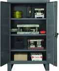 36"W - 14 Gauge - Lockable Shelf Cabinet - 3 Adjustable Shelves - Recessed Door Style - Gray - Exact Tool & Supply