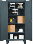 36"W - 14 Gauge - Lockable Shelf Cabinet - 4 Adjustable Shelves - Recessed Door Style - Gray - Exact Tool & Supply