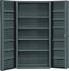 36"W - 14 Gauge - Lockable Shelf Cabinet - 4 Adjustable Shelves - 12 Door Shelves - Deep Door Style - Gray - Exact Tool & Supply