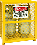 30 x 20 x 33-1/2" - All Welded - Angle Iron Frame with Mesh Side - Horizontal/Vertical Gas Cylinder Cabinet - Magnet Doors - Safety Yellow - Exact Tool & Supply