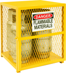 30"W - All Welded - Angle Iron Frame with Mesh Side - Vertical Gas Cylinder Cabinet - Magnet Door - Safety Yellow - Exact Tool & Supply