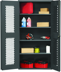 36"W - 14 Gauge - Lockable Ventilated Cabinet - 4 Adjustable Shelves - Flush Door Style - Gray - Exact Tool & Supply