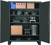 36"W - 12 Gauge - Lockable Cabinet - 4 Adjustable Shelves - Recessed Door Style - Gray - Exact Tool & Supply