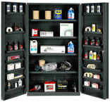 48"W - 14 Gauge - Lockable Cabinet - 4 Adjustable Shelves - 14 Door Shelves - Deep Door Style - Gray - Exact Tool & Supply