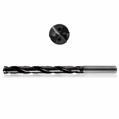 0.625 mm Dia. × 16 mm Shank × 65 mm Flute Length × 115 mm OAL, 3xD, 140°, Varianta Supral, 2 Flute, Coolant Thru, h6, Cylindrical, Solid Carbide Drill - Exact Tool & Supply