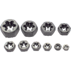 10 Pc.1/4 thru 1″ Hex Rethreading Die Set - Exact Tool & Supply