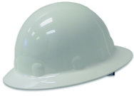 White Hard Hat with Brim - 8 Pt Ratchet - Exact Tool & Supply