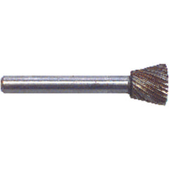 1/2 × 1/2 × 1/4″ SH Inverted Cone Shape - HSS - Burr - Exact Tool & Supply