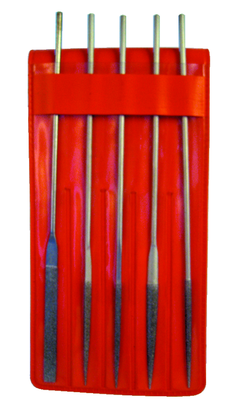 5 Pc. 2" Diamond Length - 5-1/2" OAL - Med Grit - Mini Diamond File Set - Exact Tool & Supply