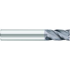 1 x 1 x 1-1/2 x 4 OAL .035 C/R 4 Flute Carbide End Mill - Round Shank-AlCrN Coated - Exact Tool & Supply