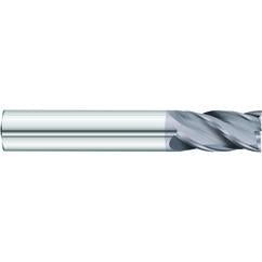 3/8 x 3/8 x 1/2 x 2-1/2 OAL Square 4 Flute Carbide End Mill - Round Shank-AlCrN Coated - Exact Tool & Supply