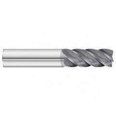 1 x 1 x 1-1/2 x 4 OAL .035 C/R 5 Flute Carbide End Mill - Round Shank-AlCrN Coated - Exact Tool & Supply