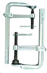 Economy L Clamp - 8" Capacity - 4" Throat Depth - Standard Pad - Profiled Rail, Spatter resistant spindle - Exact Tool & Supply